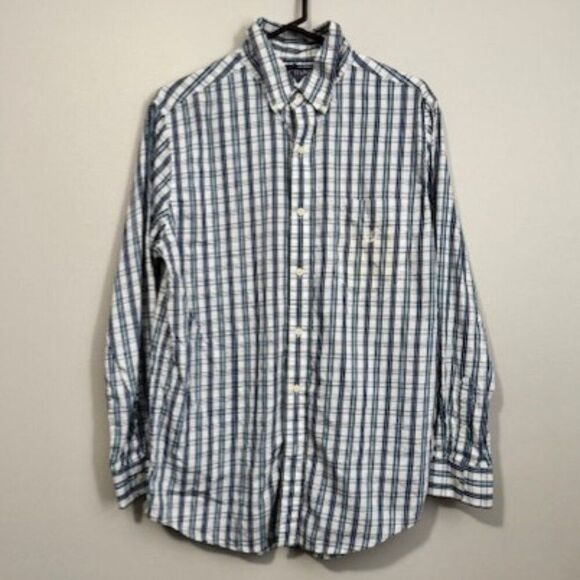 USED Men's Chaps Long Sleeve Button Down Shirt Color Blue/White Size Medium - Picture 1 of 1